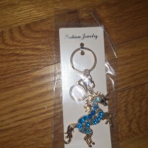 Fashion Jewelry Gold and Blue Unicorn Bag Charm